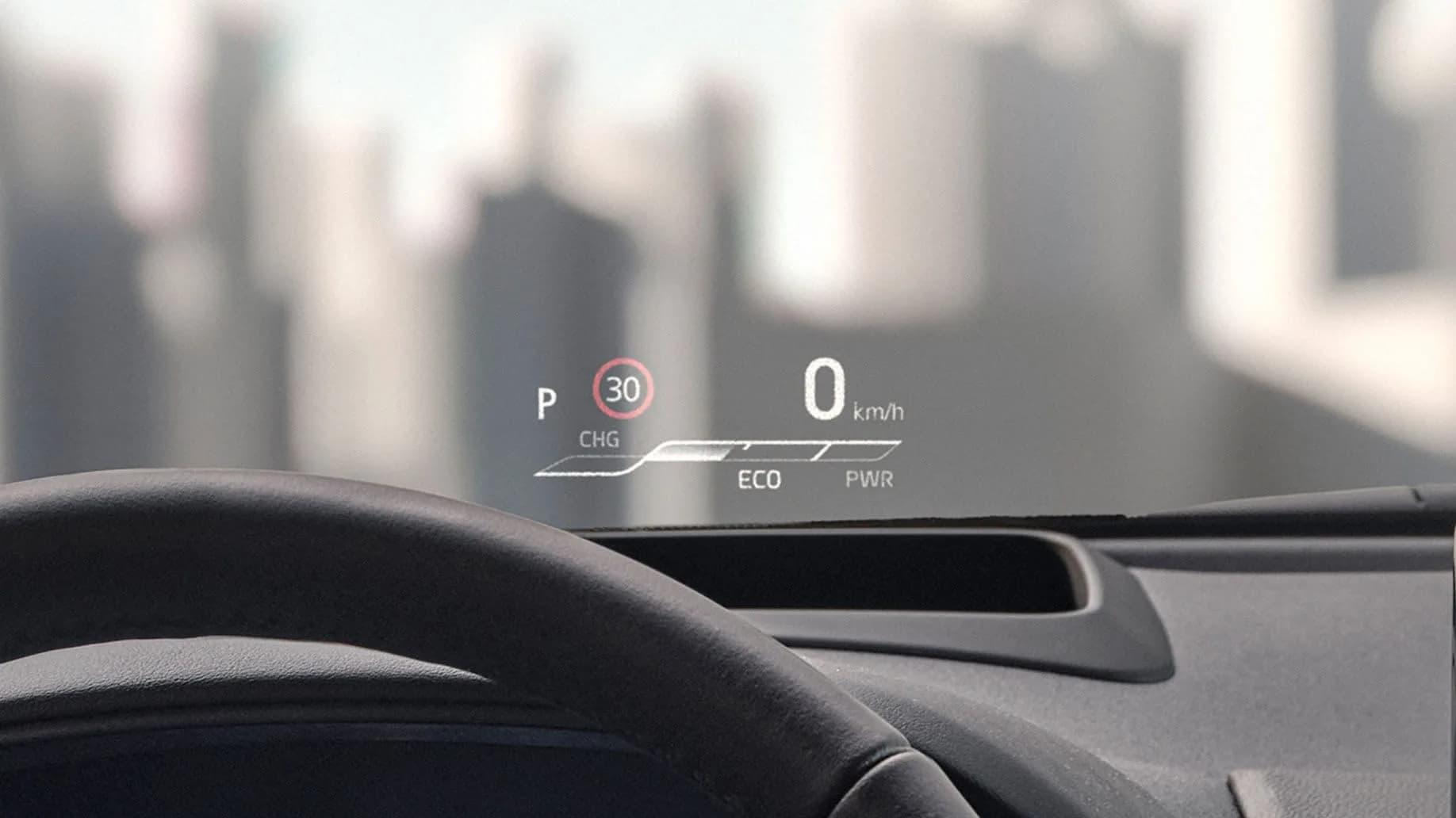 Mazda2 Hybrid — indicatorul de mod de rulare, cu zonele CHG, ECO și PWR